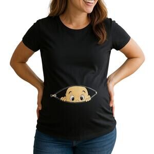 Maternity T-Shirt Women's Medium Peekaboo Baby Navy Blue